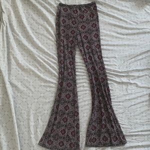 Purple flower high waist bell bottoms